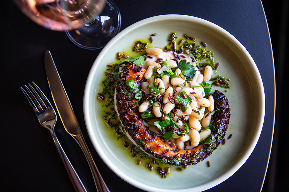 Charred octopus and white bean at Liberty Restaurant, Wellington